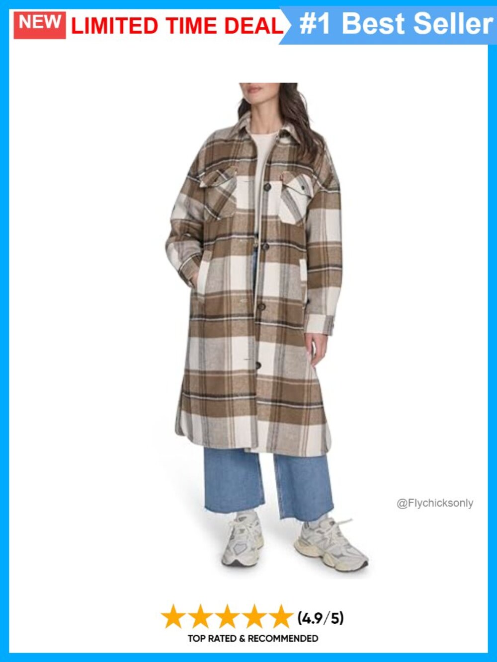 Wool Blend Plaid Shirt Jacket Relaxed Fit Zip Button Cold Weather